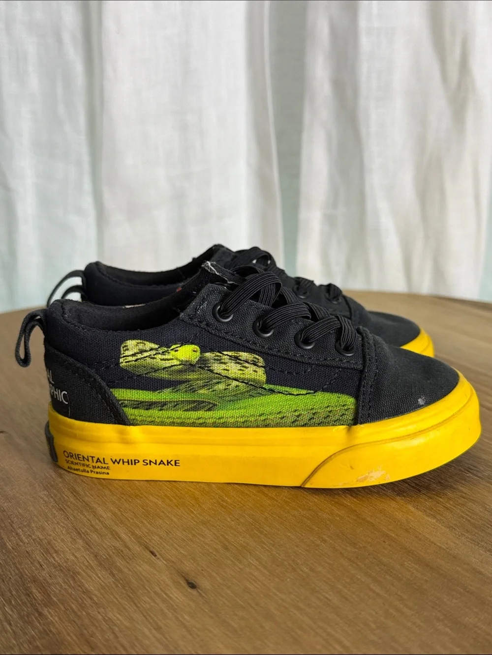 Vans National Geographic Kids Black and Yellow Wildlife Canvas Sneakers